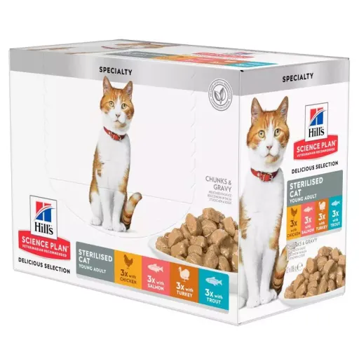 Hill's SciencePlan Feline Sterilised Multipack Chicken Salmon Turkey & Trout 3 Hill's SciencePlan Feline Sterilised Multipack Chicken Salmon Turkey & Trout